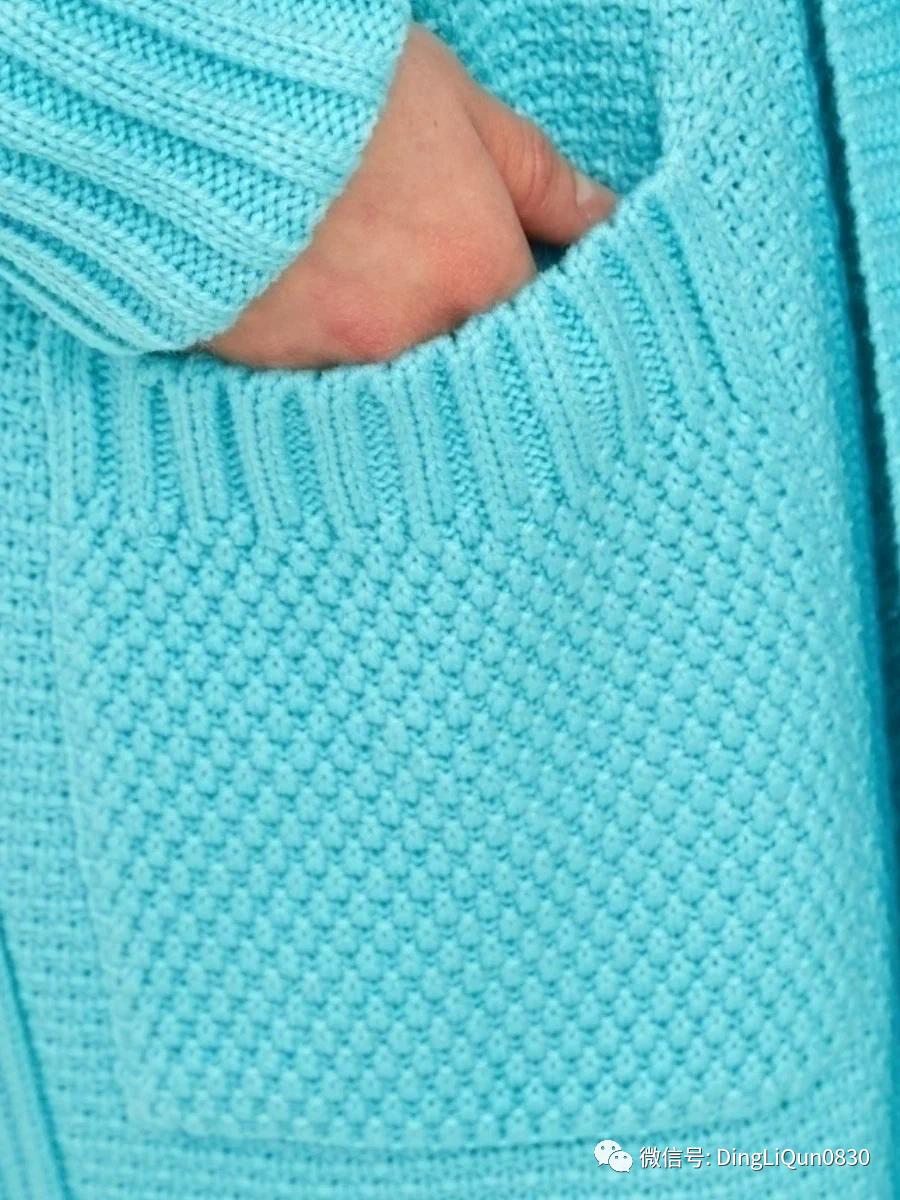 针织开衫中长款编织图,两种颜色的针织开衫编织教程