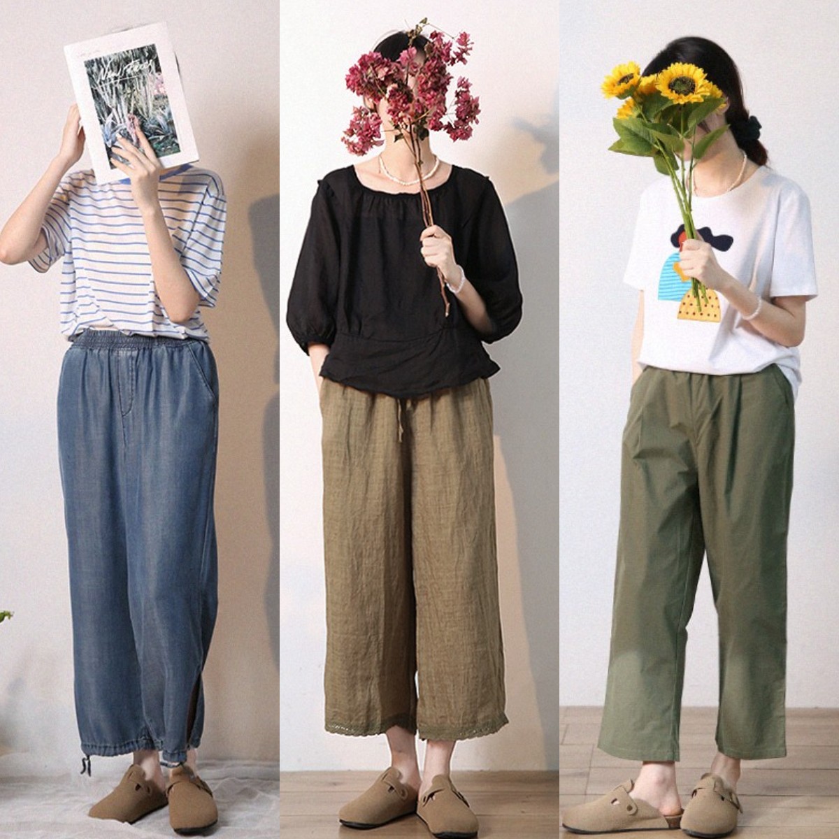 50岁中年女人穿阔腿裤,50岁女人穿阔腿裤搭配什么上衣