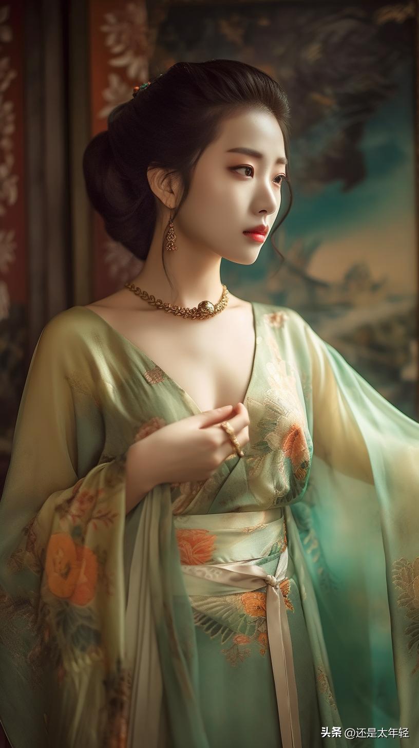 青色长袖12-15岁女童汉服,少女汉服服饰