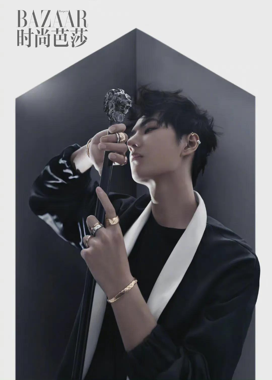 时尚芭莎肖战银发造型高清,肖战登时尚芭莎封面人物