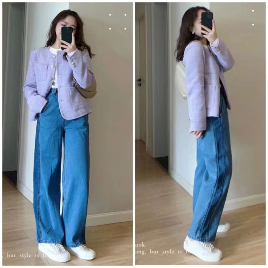 香芋紫小香风外套搭配什么裤子女,香芋紫短外套搭配什么裤子好看