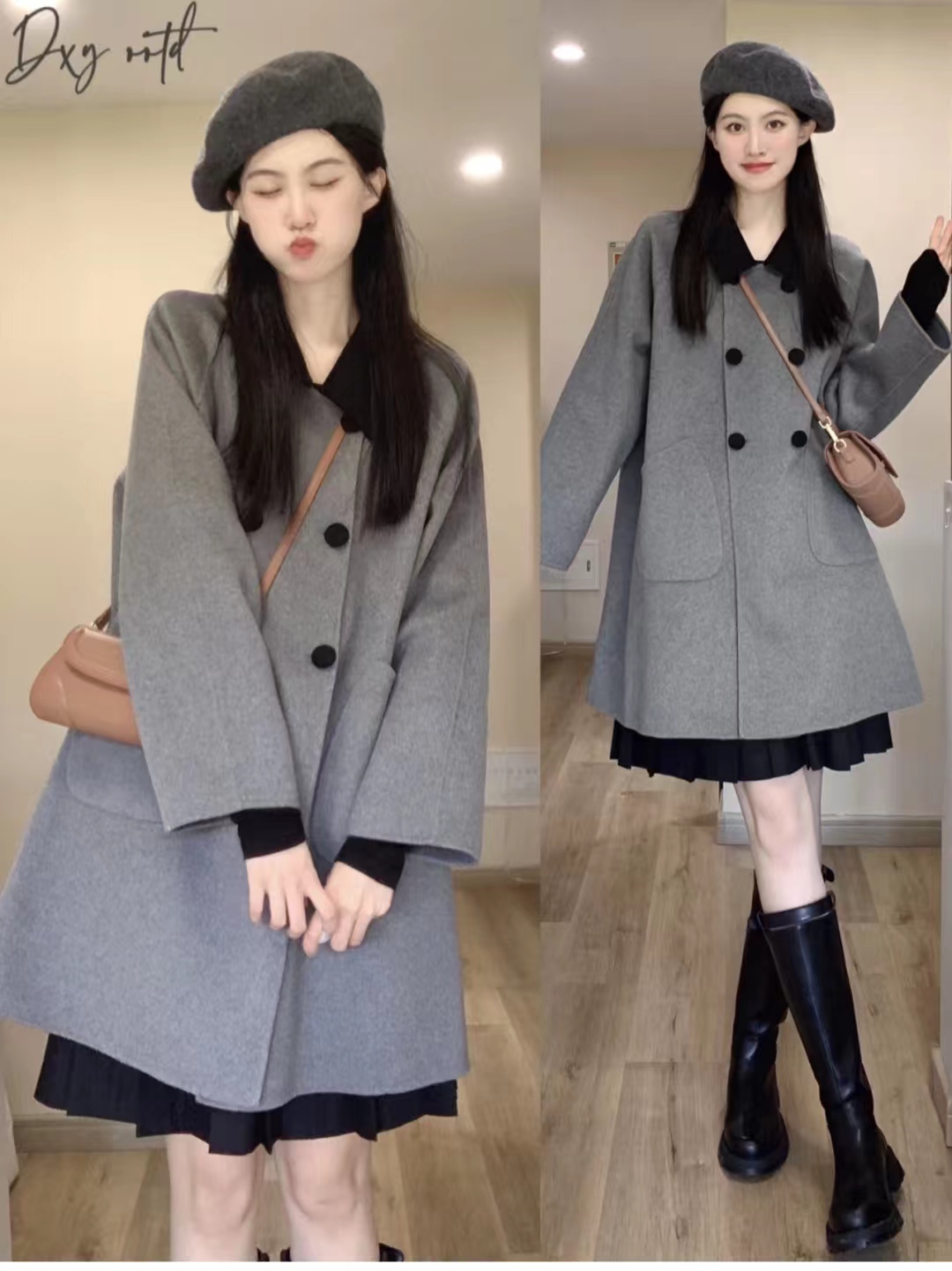 黑色大衣搭配什么颜色毛衣显高级,深棕灰色格子大衣怎么穿出高级感