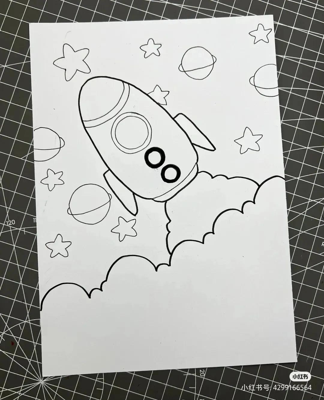 关于中国航天科技创新的绘画,描绘中国航天未来发展绘画