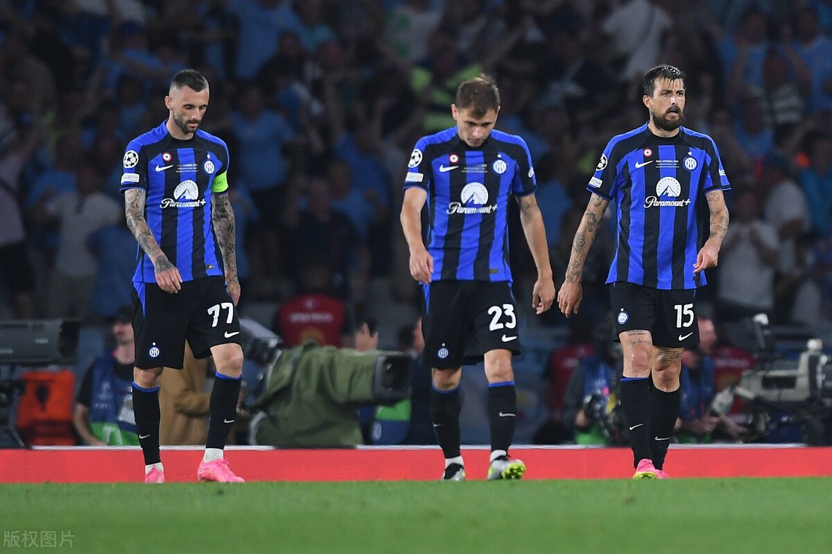 2023欧冠决赛曼城vs国米,国米遗憾不敌曼城瞬间