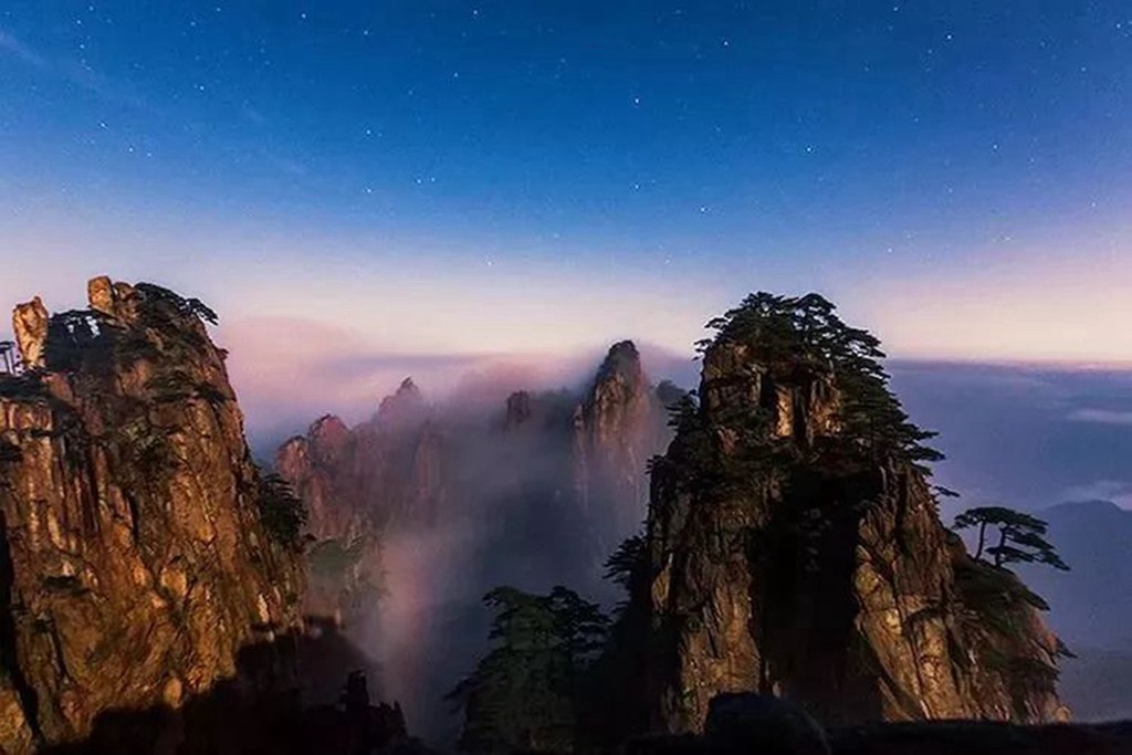 黄山落日摄影最佳地点,冬季黄山日出风景美图