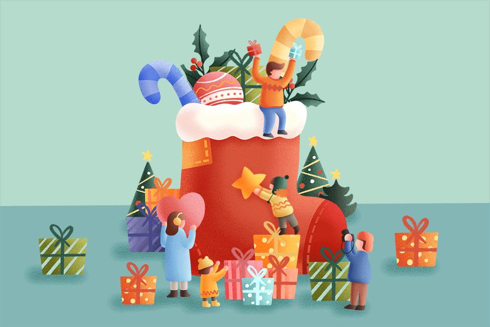 儿童画圣诞节袜子步骤大全,圣诞节的多个圣诞袜怎么画