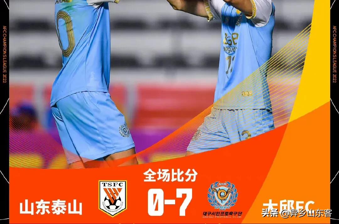 亚冠首战泰山0-7惨败,国青队亚冠出局