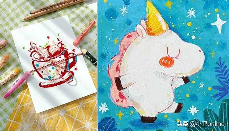 油画棒森系小清新插画教程,油画棒教程简单新手插画