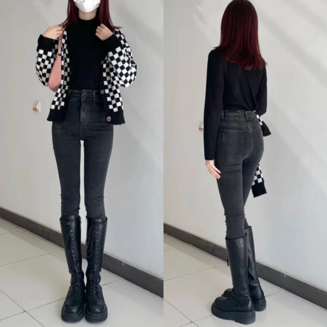 提臀紧身牛仔裤的搭配,腰瘦大腿粗紧身裤怎么搭