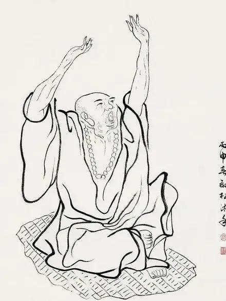 工笔白描罗汉图这线条美绝了,罗汉佛工笔白描图片