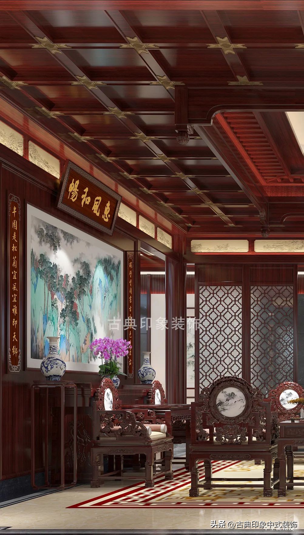 江南风格室内装修设计会所,中式园林会所效果图