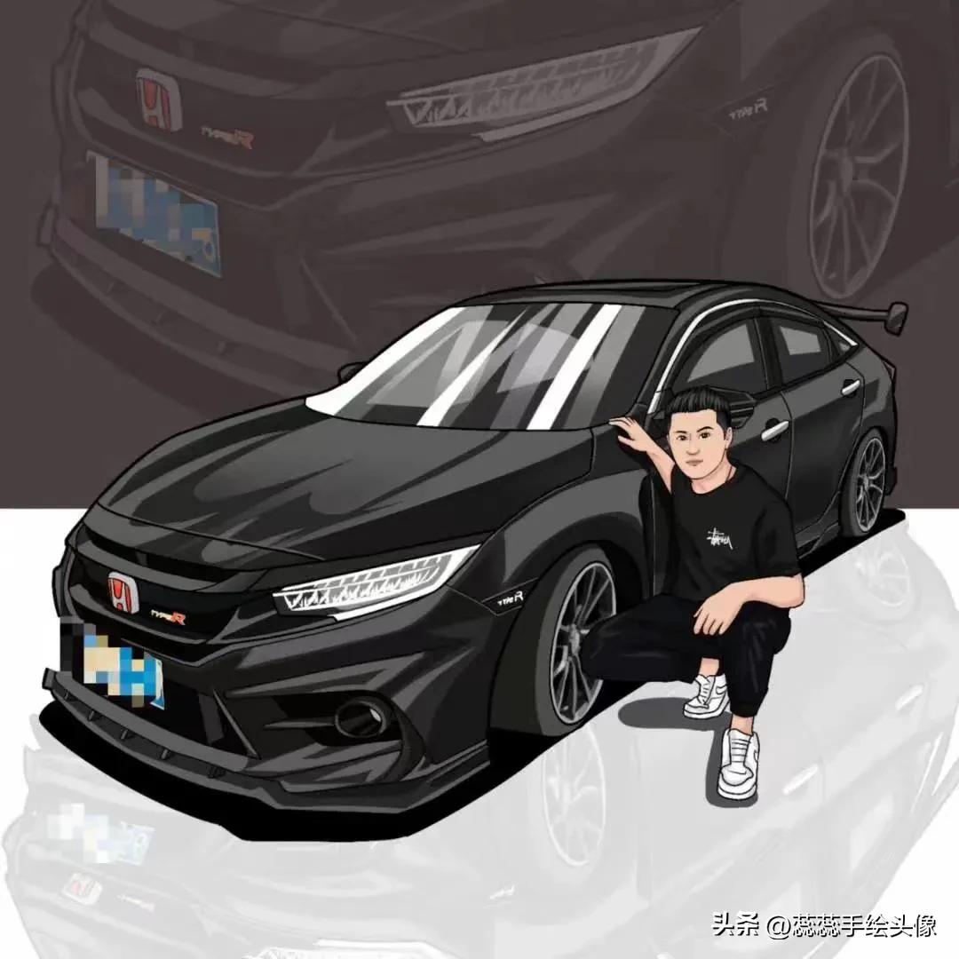 制作自己和车的漫画头像,手绘汽车头像