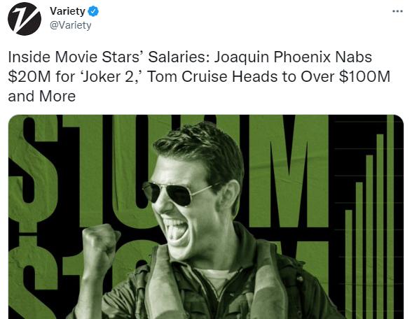 美国好莱坞片酬排名,汤姆克鲁斯片酬1亿美金