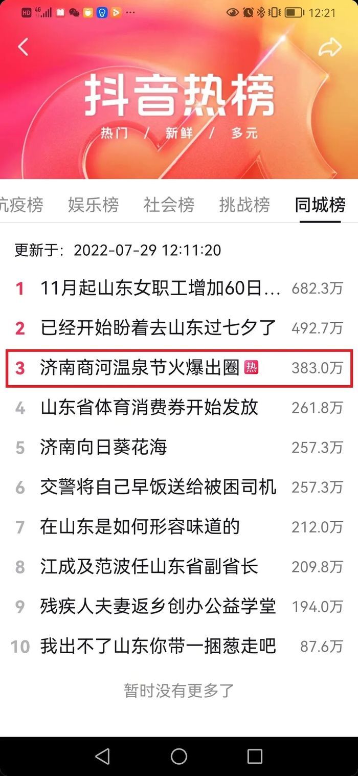 商河抖音热榜,商河温泉抖音号