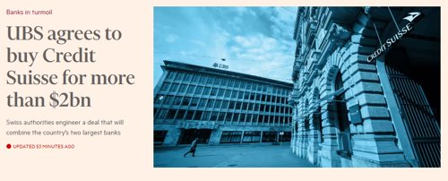 瑞银将收购瑞信是利好还是利空,见证历史美股熔断